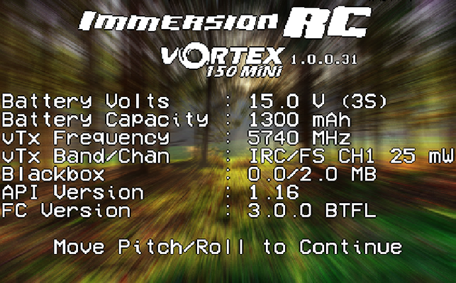 Vortex 150 Mini OSD screen